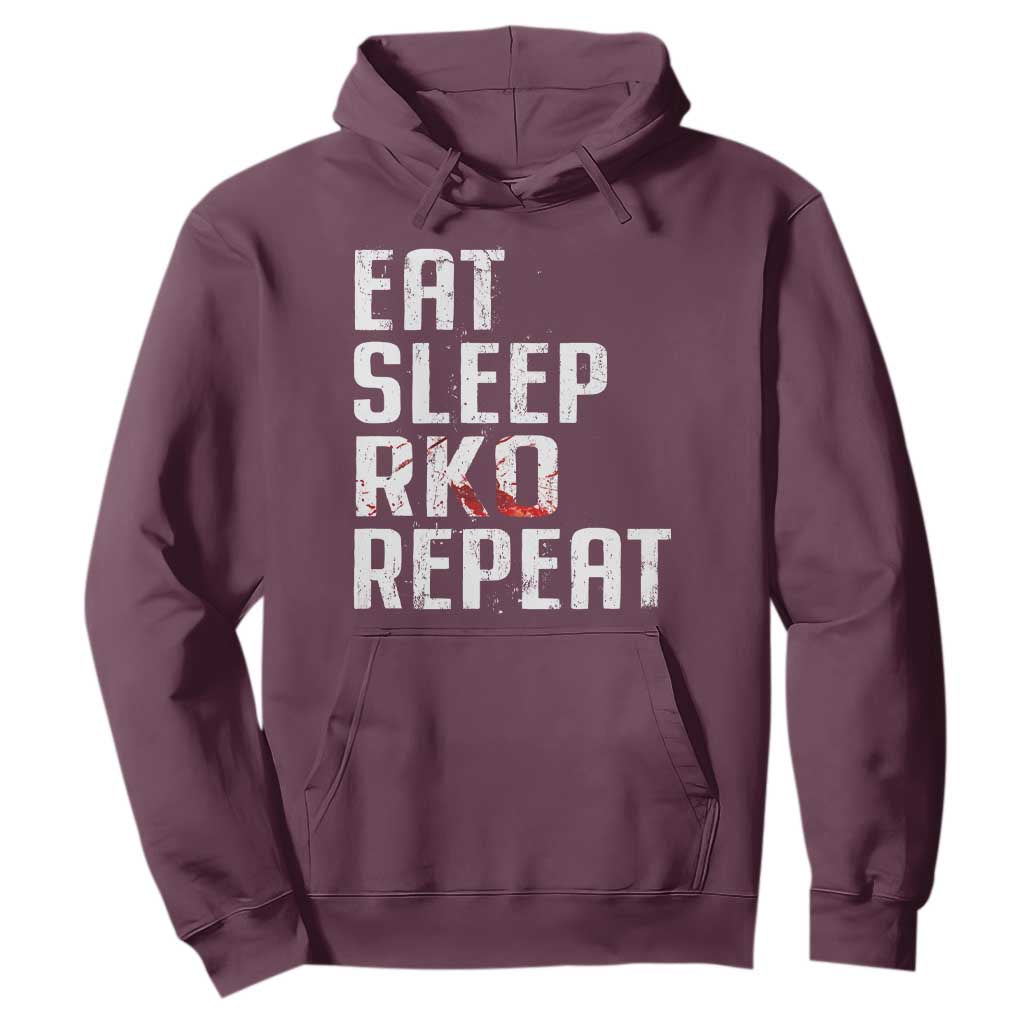 Eat Sleep RKO Repeat Hoodie Blood Stained TS11 Maroon Print Your Wear