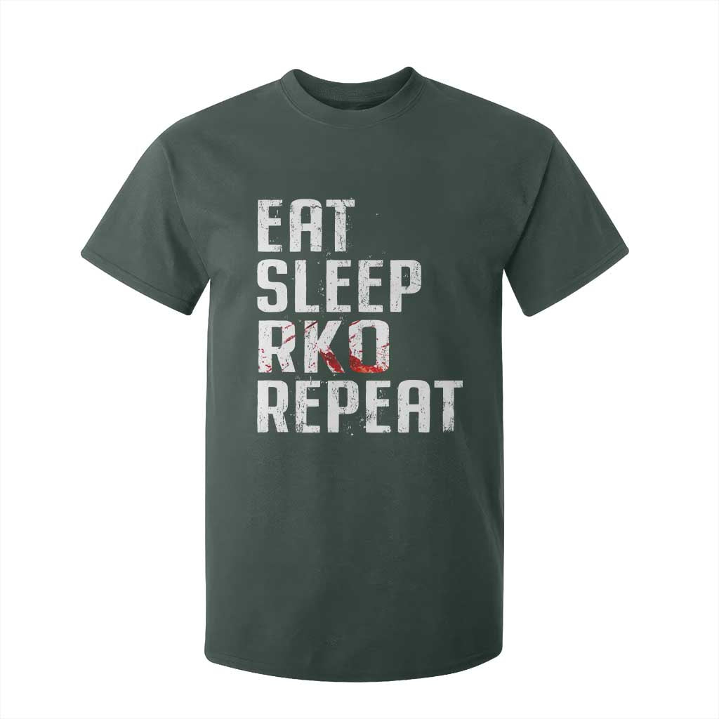 Eat Sleep RKO Repeat T Shirt For Kid Blood Stained TS11 Dark Forest Green Print Your Wear