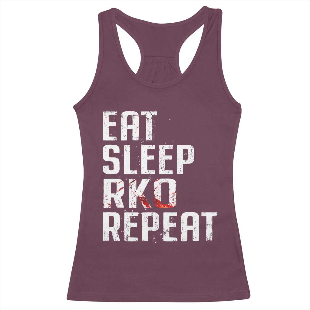 Eat Sleep RKO Repeat Racerback Tank Top Blood Stained TS11 Maroon Print Your Wear