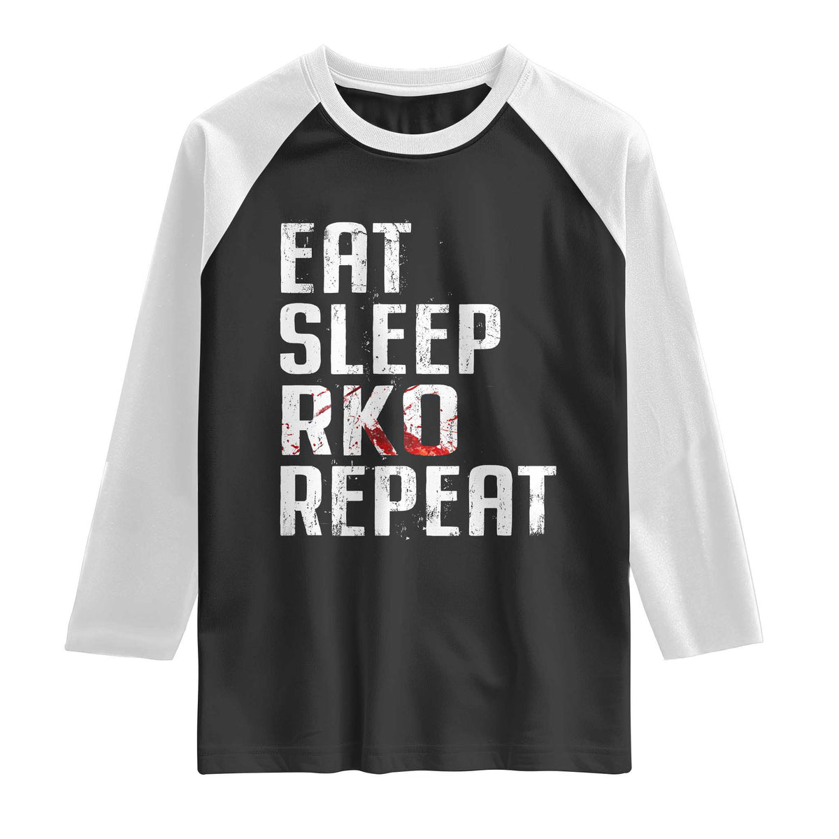 Eat Sleep RKO Repeat Raglan Shirt Blood Stained TS11 Black White Print Your Wear