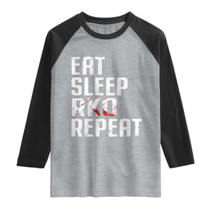 Eat Sleep RKO Repeat Raglan Shirt Blood Stained TS11 Heather Gray Black Print Your Wear