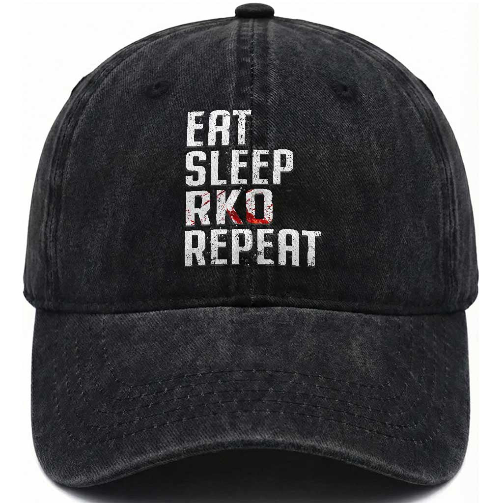 Eat Sleep RKO Repeat Washed Cotton Baseball Cap Blood Stained TS11 Print Your Wear