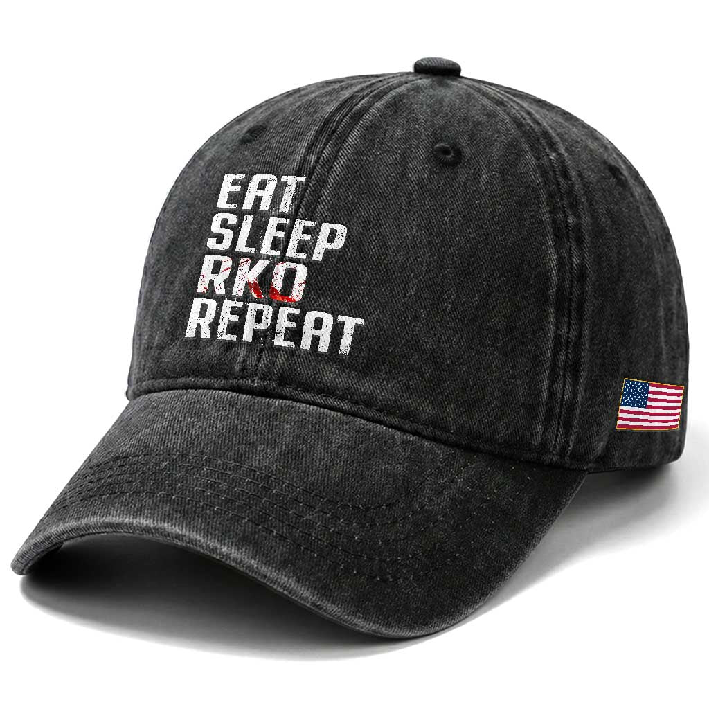 Eat Sleep RKO Repeat Washed Cotton Baseball Cap Blood Stained TS11 Print Your Wear