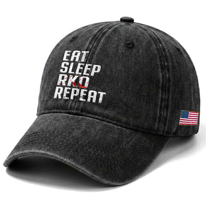 Eat Sleep RKO Repeat Washed Cotton Baseball Cap Blood Stained TS11 Print Your Wear