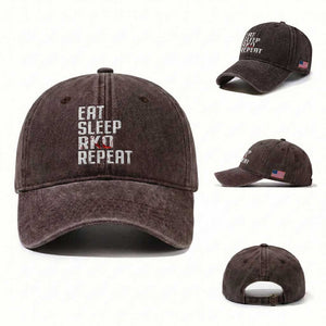 Eat Sleep RKO Repeat Washed Cotton Baseball Cap Blood Stained TS11 Washed Cap Universal Fit Dark Brown Print Your Wear