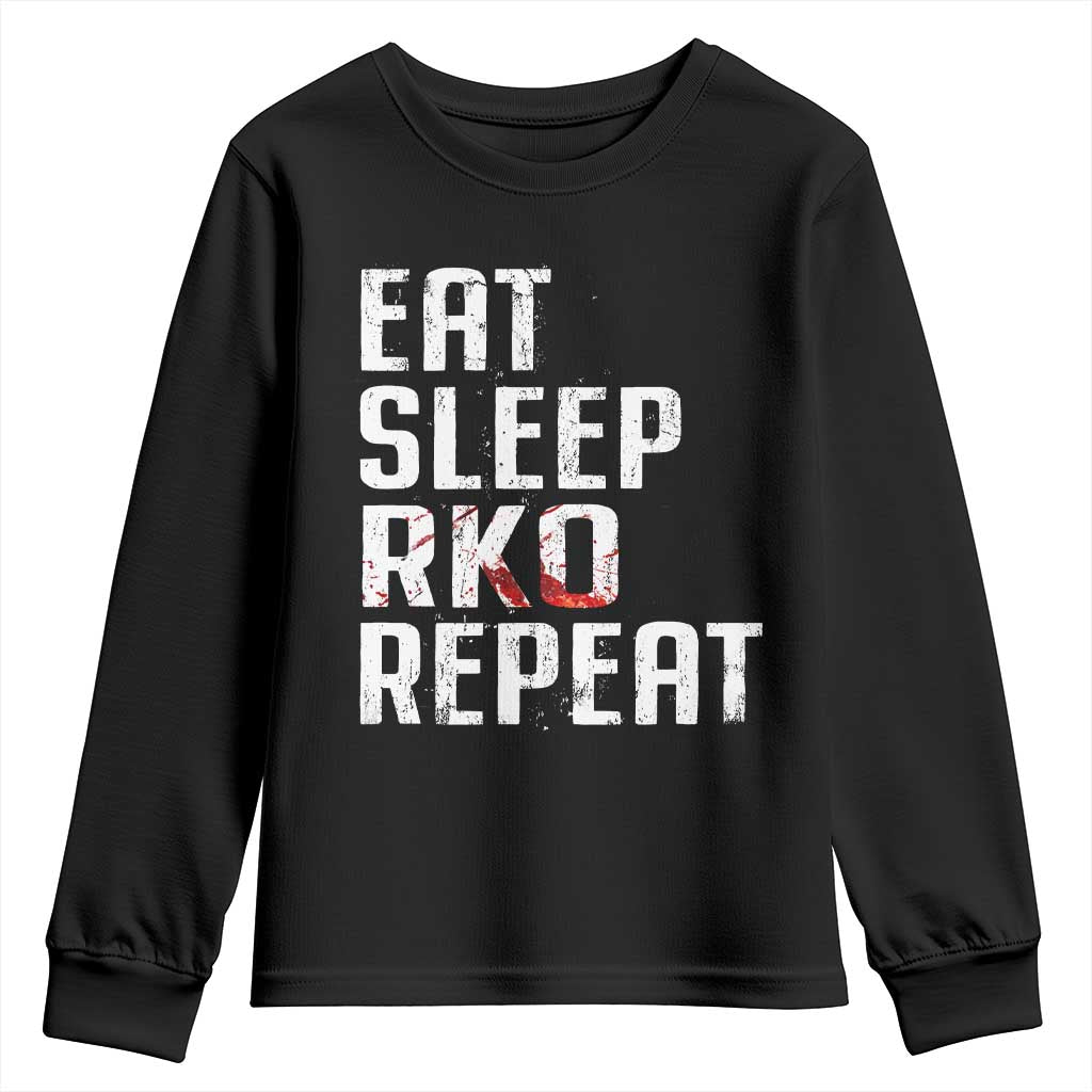 Eat Sleep RKO Repeat Youth Sweatshirt Blood Stained TS11 Black Print Your Wear