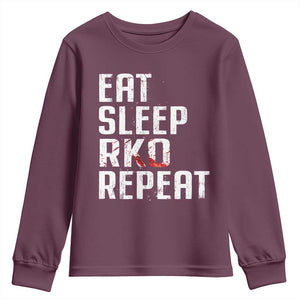 Eat Sleep RKO Repeat Youth Sweatshirt Blood Stained TS11 Maroon Print Your Wear