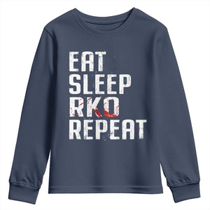 Eat Sleep RKO Repeat Youth Sweatshirt Blood Stained TS11 Navy Print Your Wear
