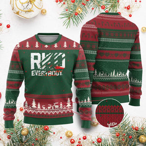 RKO Everybody Ugly Christmas Sweater Grunge Blood Stained Scratch Mark TS11 Red Green Print Your Wear
