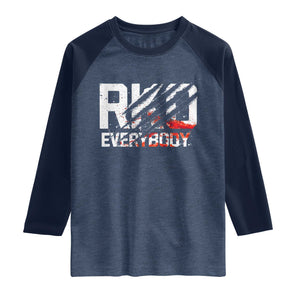 RKO Everybody Raglan Shirt Grunge Blood Stained Scratch Mark TS11 Heather Denim Navy Print Your Wear