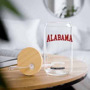 Alabama Fan Glass Can Red Bold Sport State Letters Game Day TS11 Print Your Wear