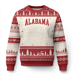 Alabama Fan Ugly Christmas Sweater Red Bold Sport State Letters Game Day TS11 Beige Red Print Your Wear