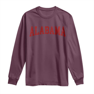 Alabama Fan Long Sleeve Shirt Red Bold Sport State Letters Game Day TS11 Maroon Print Your Wear