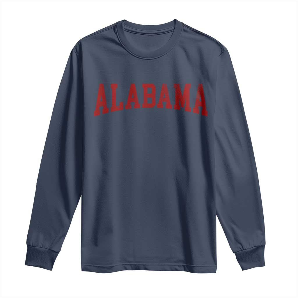 Alabama Fan Long Sleeve Shirt Red Bold Sport State Letters Game Day TS11 Navy Print Your Wear