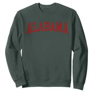 Alabama Fan Sweatshirt Red Bold Sport State Letters Game Day TS11 Dark Forest Green Print Your Wear