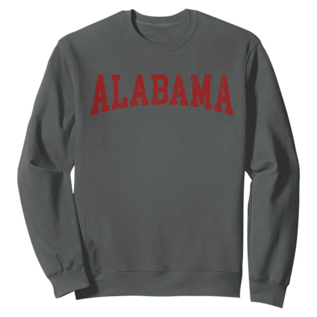 Alabama Fan Sweatshirt Red Bold Sport State Letters Game Day TS11 Dark Heather Print Your Wear