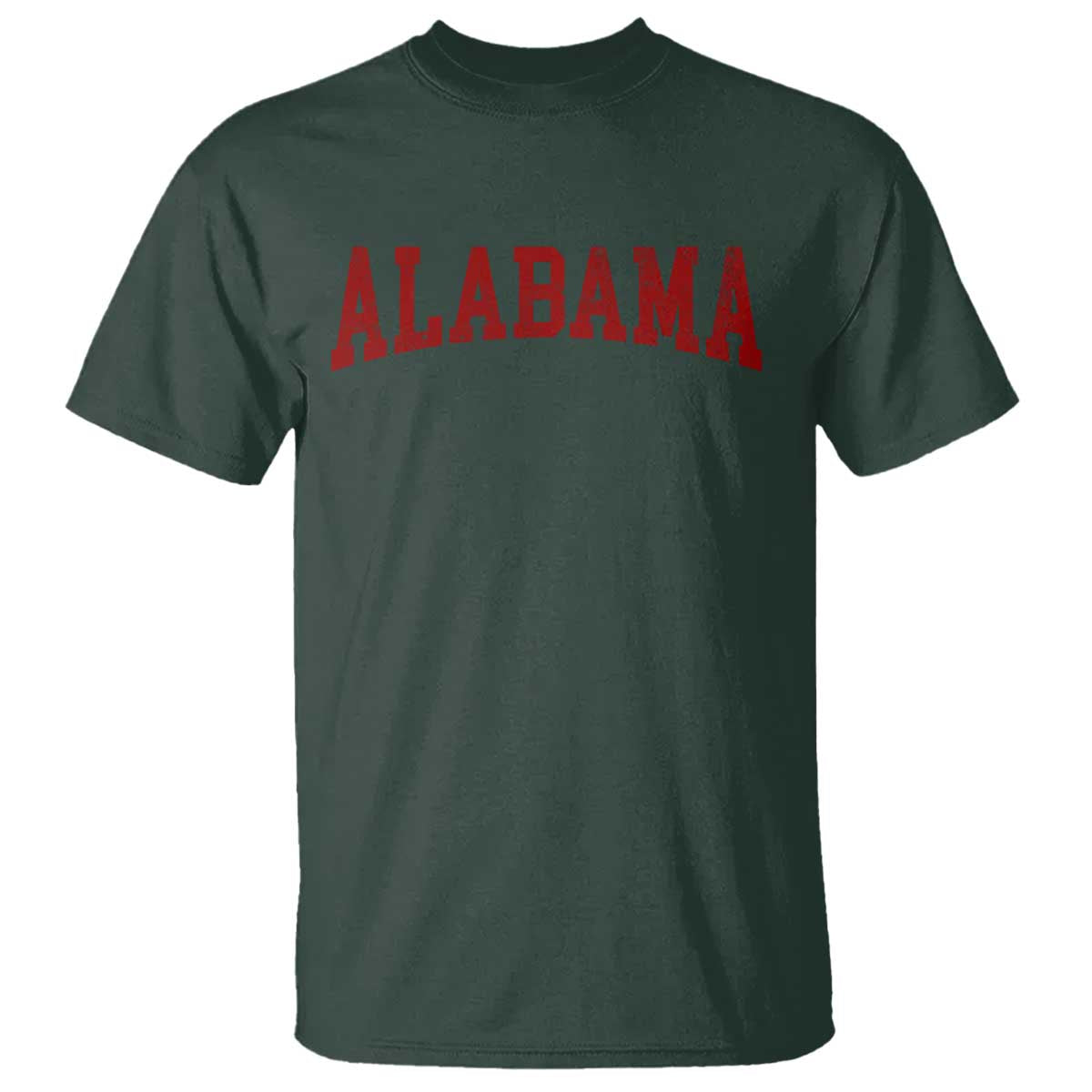 Alabama Fan T Shirt Red Bold Sport State Letters Game Day TS11 Dark Forest Green Print Your Wear