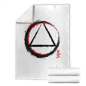 AA Sober Logo Symbol Serenity Recovery Throw Blanket Japanese Brushstroke Circle TS11 White Print Your Wear