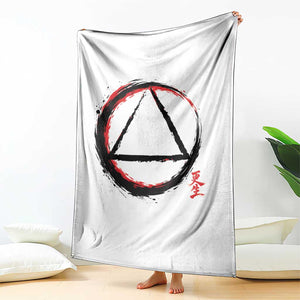 AA Sober Logo Symbol Serenity Recovery Throw Blanket Japanese Brushstroke Circle TS11 Print Your Wear