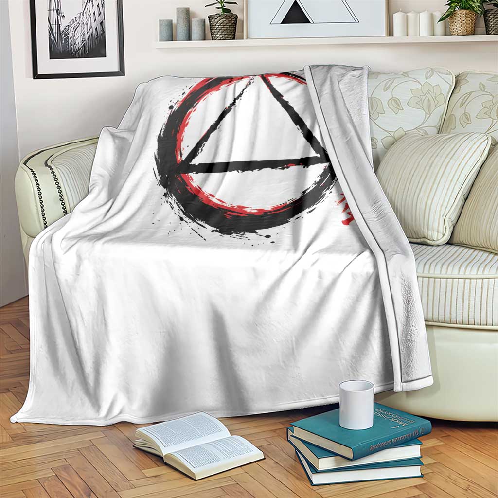 AA Sober Logo Symbol Serenity Recovery Throw Blanket Japanese Brushstroke Circle TS11 Print Your Wear