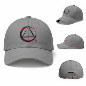 AA Sober Logo Symbol Serenity Recovery Baseball Cap Japanese Brushstroke Circle TS11 Baseball Cap Universal Fit Sport Gray Print Your Wear