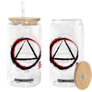 AA Sober Logo Symbol Serenity Recovery Glass Can Japanese Brushstroke Circle TS11 Print Your Wear