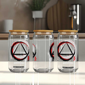AA Sober Logo Symbol Serenity Recovery Glass Can Japanese Brushstroke Circle TS11 Print Your Wear