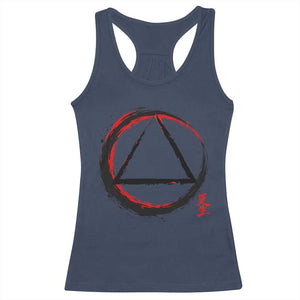 AA Sober Logo Symbol Serenity Recovery Racerback Tank Top Japanese Brushstroke Circle TS11 Navy Print Your Wear