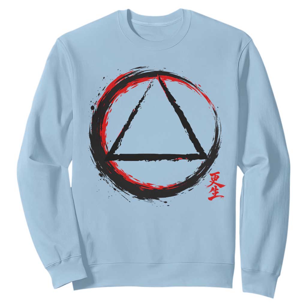 AA Sober Logo Symbol Serenity Recovery Sweatshirt Japanese Brushstroke Circle TS11 Light Blue Print Your Wear