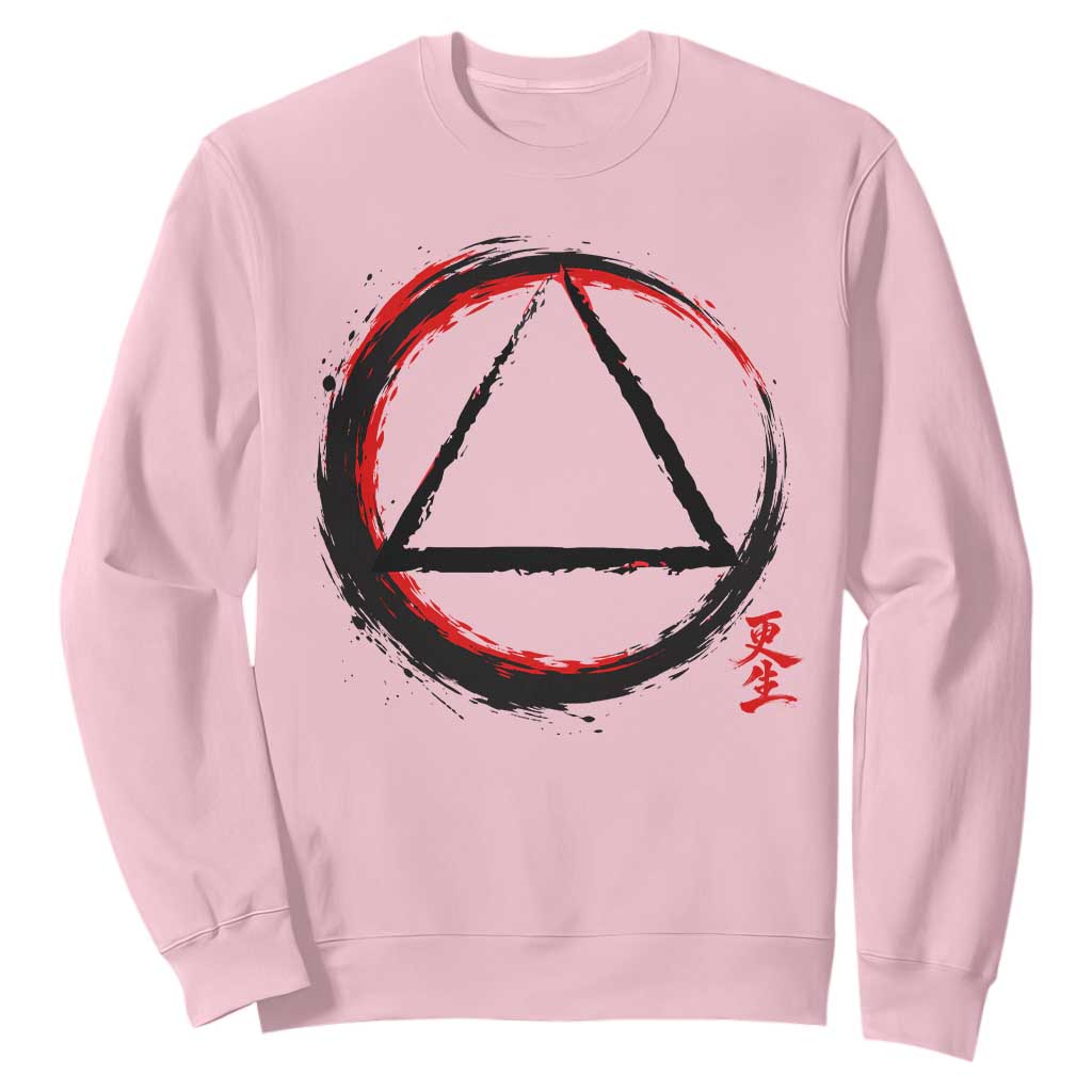 AA Sober Logo Symbol Serenity Recovery Sweatshirt Japanese Brushstroke Circle TS11 Light Pink Print Your Wear