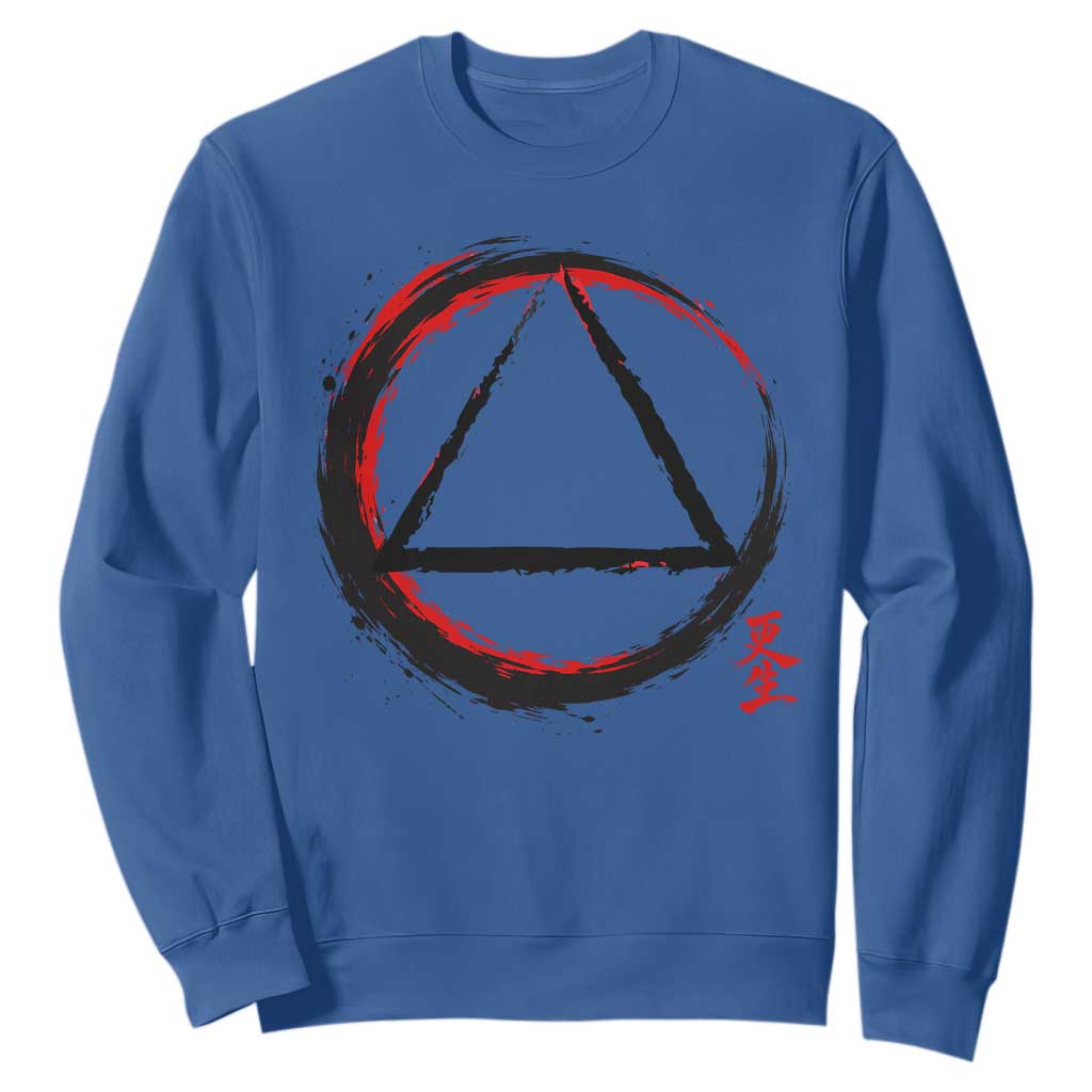 AA Sober Logo Symbol Serenity Recovery Sweatshirt Japanese Brushstroke Circle TS11 Royal Blue Print Your Wear
