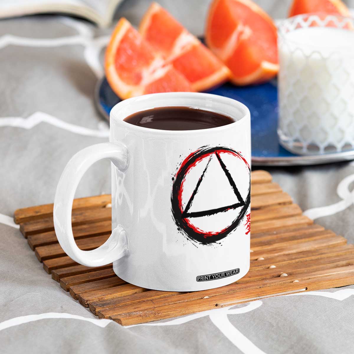 AA Sober Logo Symbol Serenity Recovery Coffee Mug Japanese Brushstroke Circle TS11 Print Your Wear