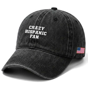 Crazy Hispanic Fan Washed Cotton Baseball Cap Funny Basketball Latino Pride TS11 Print Your Wear
