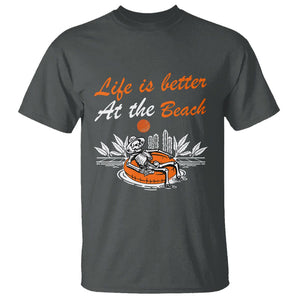 Summer Vacation T Shirt Life Is Better At The Beach Funny Skeleton TS11 Dark Heather Print Your Wear