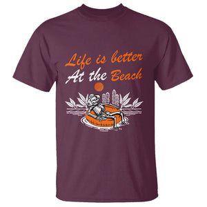 Summer Vacation T Shirt Life Is Better At The Beach Funny Skeleton TS11 Maroon Print Your Wear