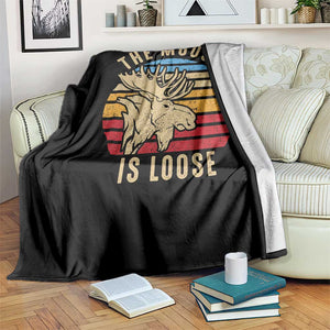 Funny The Moose Is Loose Throw Blanket Moose Lover Retro Vintage TS11 Print Your Wear