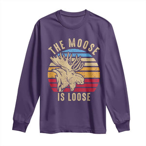 Funny The Moose Is Loose Long Sleeve Shirt Moose Lover Retro Vintage TS11 Purple Print Your Wear