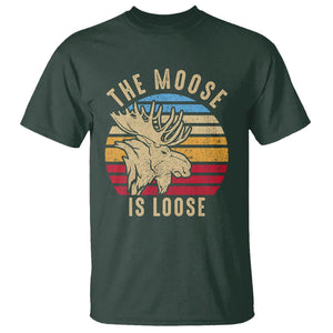 Funny Moose Lover T Shirt The Moose Is Loose Retro Vintage TS11 Dark Forest Green Print Your Wear