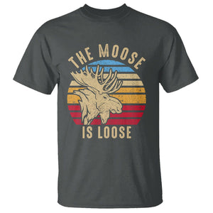 Funny Moose Lover T Shirt The Moose Is Loose Retro Vintage TS11 Dark Heather Print Your Wear