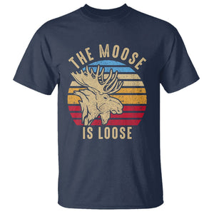 Funny Moose Lover T Shirt The Moose Is Loose Retro Vintage TS11 Navy Print Your Wear