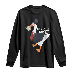 Serious Goose Long Sleeve Shirt Funny Office Tuxedo Animal Meme