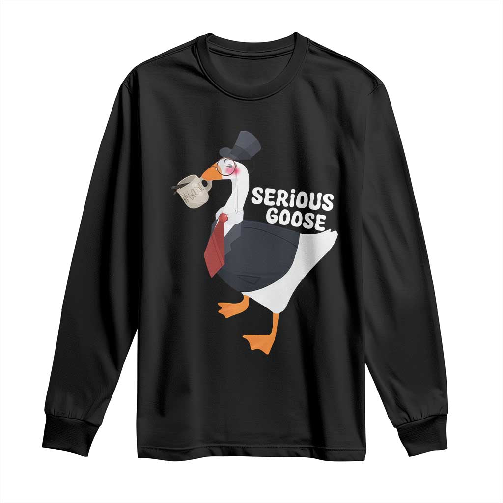 Serious Goose Long Sleeve Shirt Funny Office Tuxedo Animal Meme
