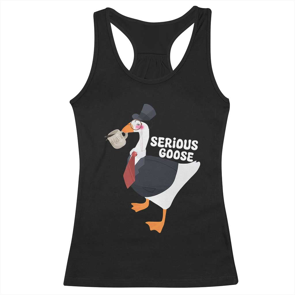 Serious Goose Racerback Tank Top Funny Office Tuxedo Animal Meme