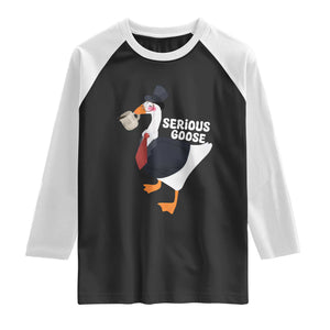 Serious Goose Raglan Shirt Funny Office Tuxedo Animal Meme