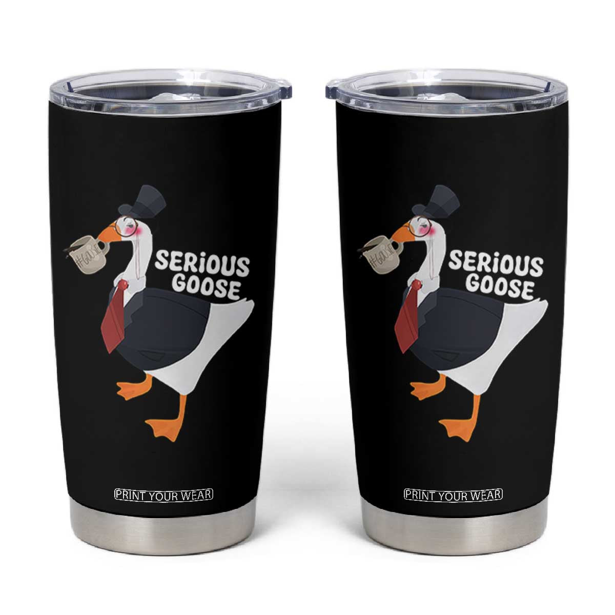 Serious Goose Tumbler Cup Funny Office Tuxedo Animal Meme