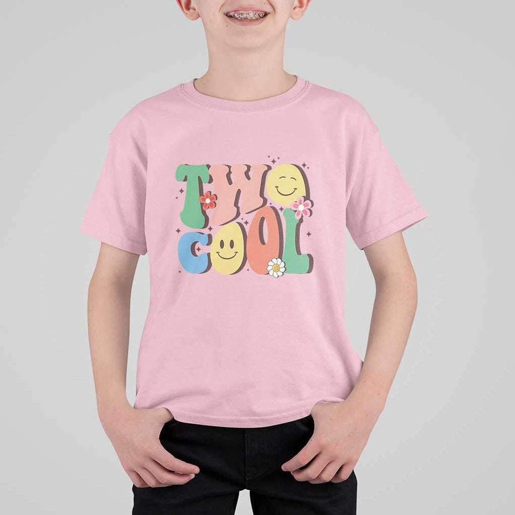 Second Birthday T Shirt For Kid Two Cool Gift 2 Years Old Retro Groovy TS11 Light Pink Print Your Wear