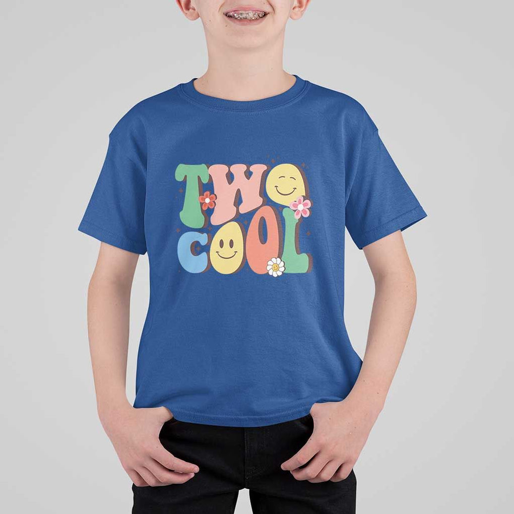 Second Birthday T Shirt For Kid Two Cool Gift 2 Years Old Retro Groovy TS11 Royal Blue Print Your Wear