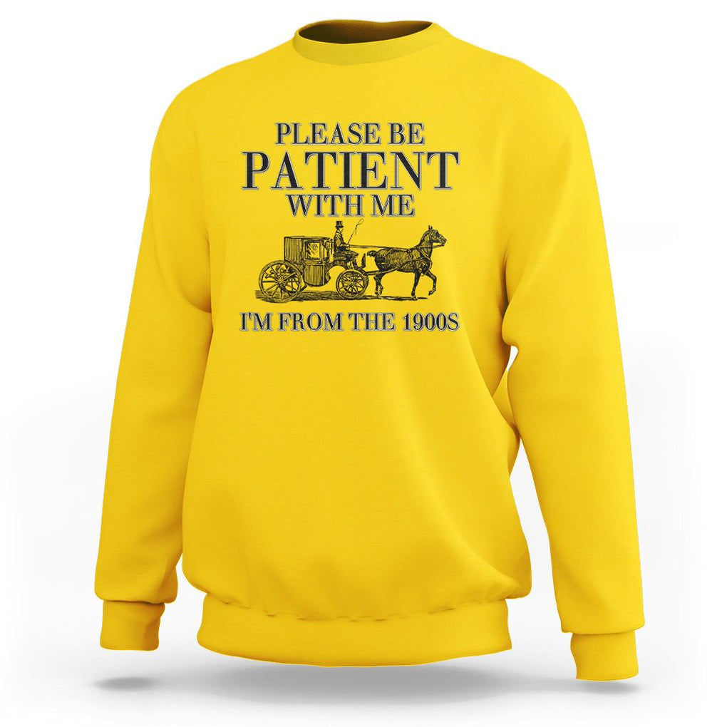 Please Be Patient With Me I'm From The 1900s Sweatshirt Vintage Carriage TS11 Daisy Print Your Wear