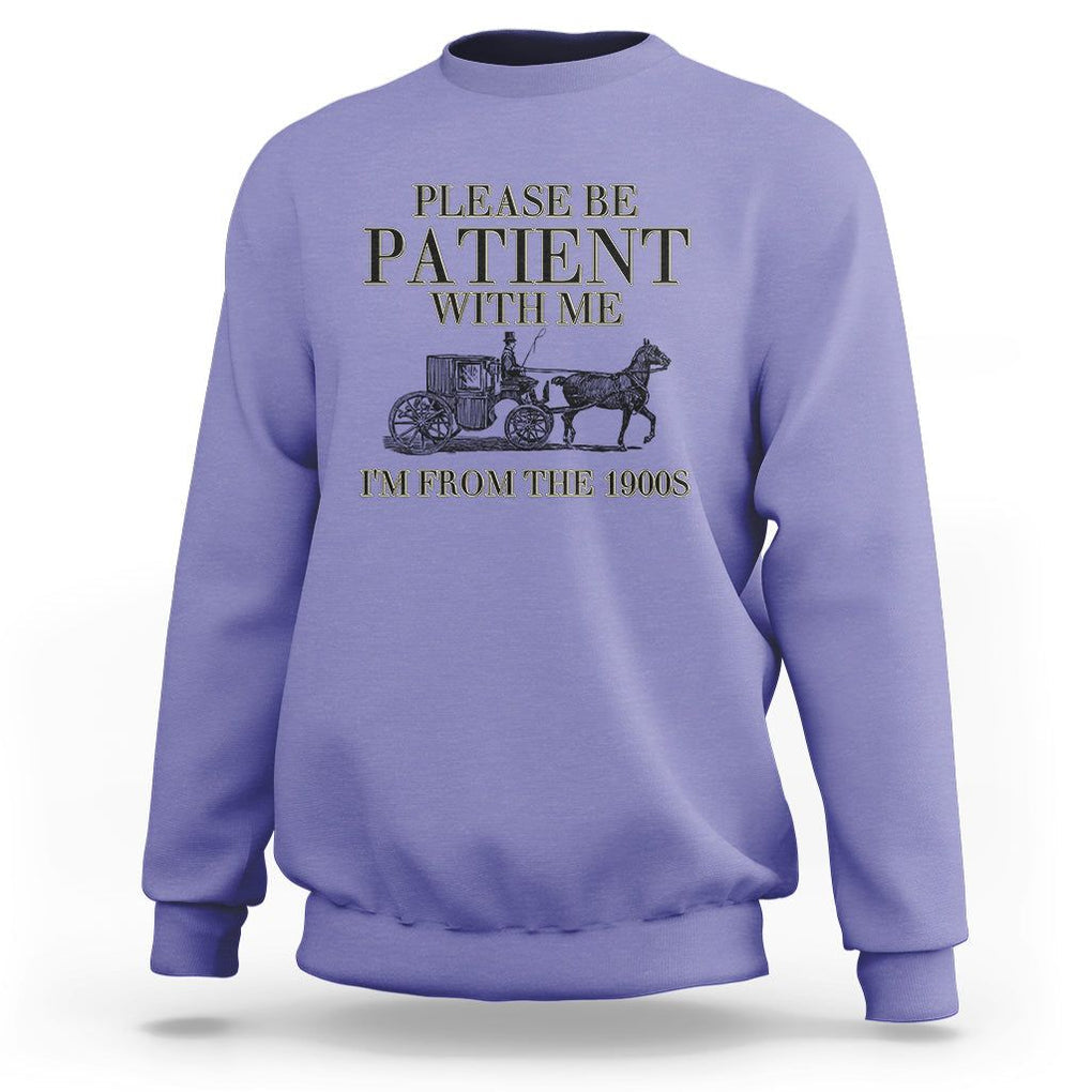 Please Be Patient With Me I'm From The 1900s Sweatshirt Vintage Carriage TS11 Violet Print Your Wear