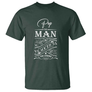 Pops The Man The Myth The Legend T Shirt Vintage Father's Day TS11 Dark Forest Green Print Your Wear